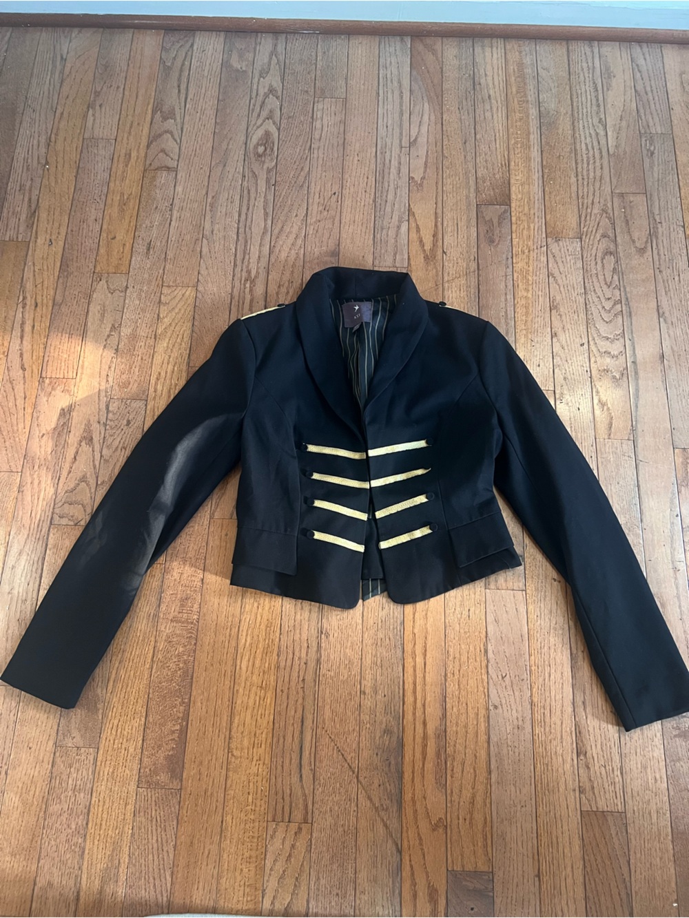 Forever 21 XXI Black Gold Military Band Blazer Jacket M Sgt Pepper Gothic
